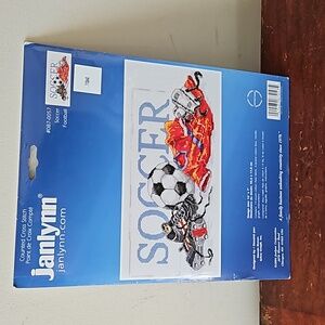 NWT Vintage 2004 Janlynn Soccer Football Cross Stitch